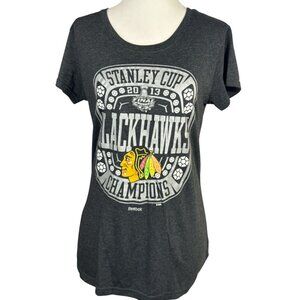 RARE Reebok Stanley Cup 2013 Blackhawks Champions Womens Gray TShirt Size M
